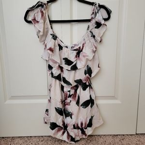 American Eagle cream, floral romper